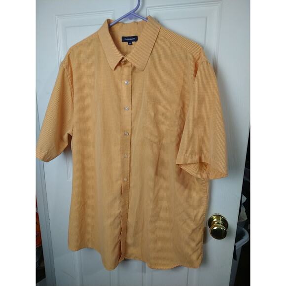 Croft&Barrow Men's XL Shirt Orange Check Short Sleeve Button Front Pocket Casual - Picture 2 of 7